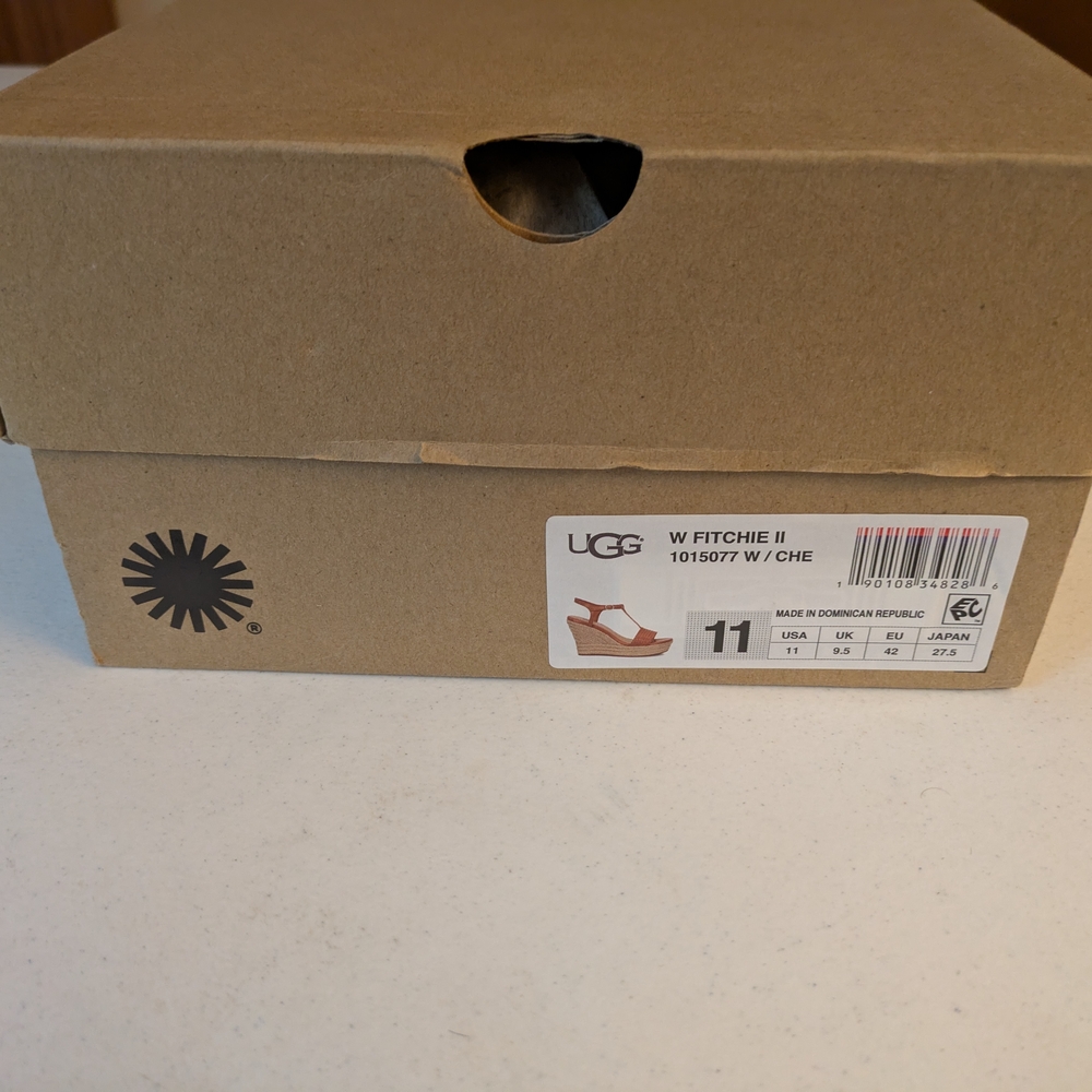 UGG Women's Fitchie II Brown Wedge Sandals. New In Box.